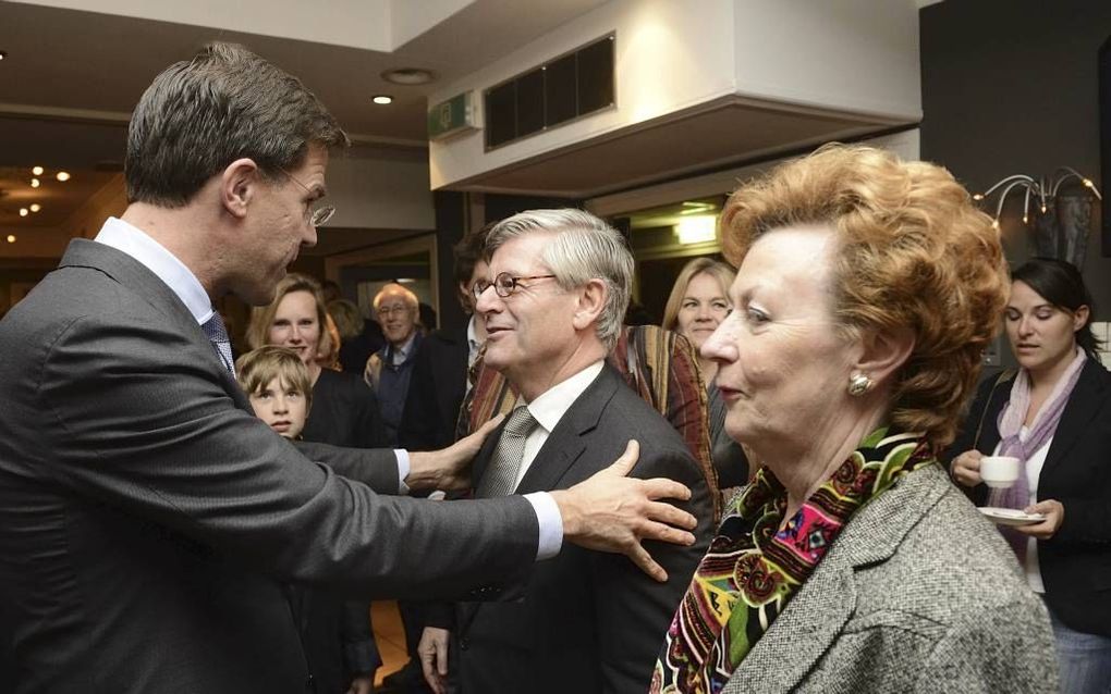 Rutte spreekt met zijn achterban. Foto ANP