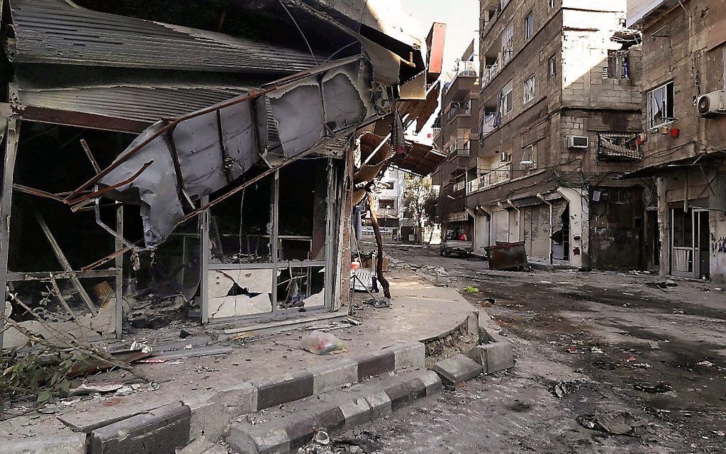 Beschadigde gebouwen in Damaskus, Syrië. Foto EPA