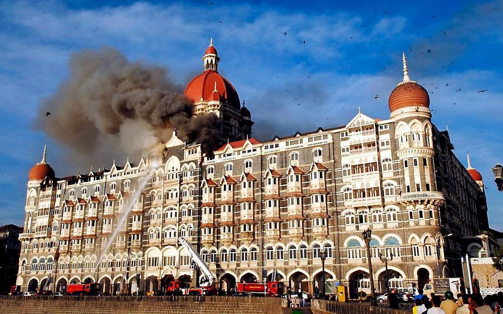 Aanslag op hotel in Mumbai in 2008. Foto EPA