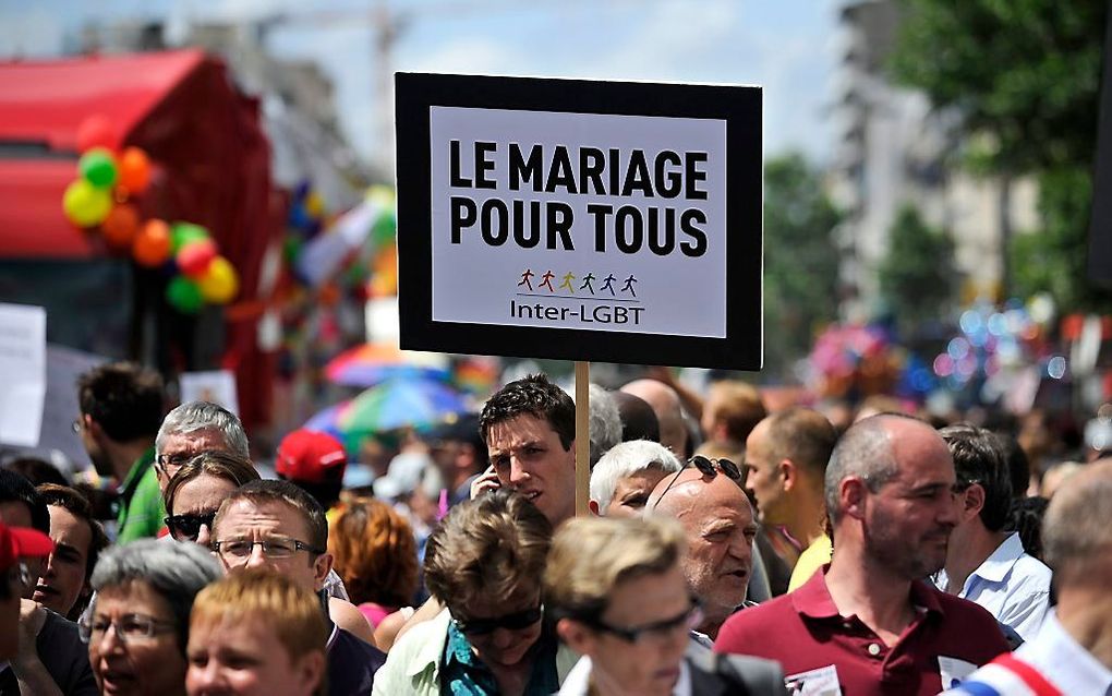 Betoging voor het homohuwelijk in Parijs. Foto EPA