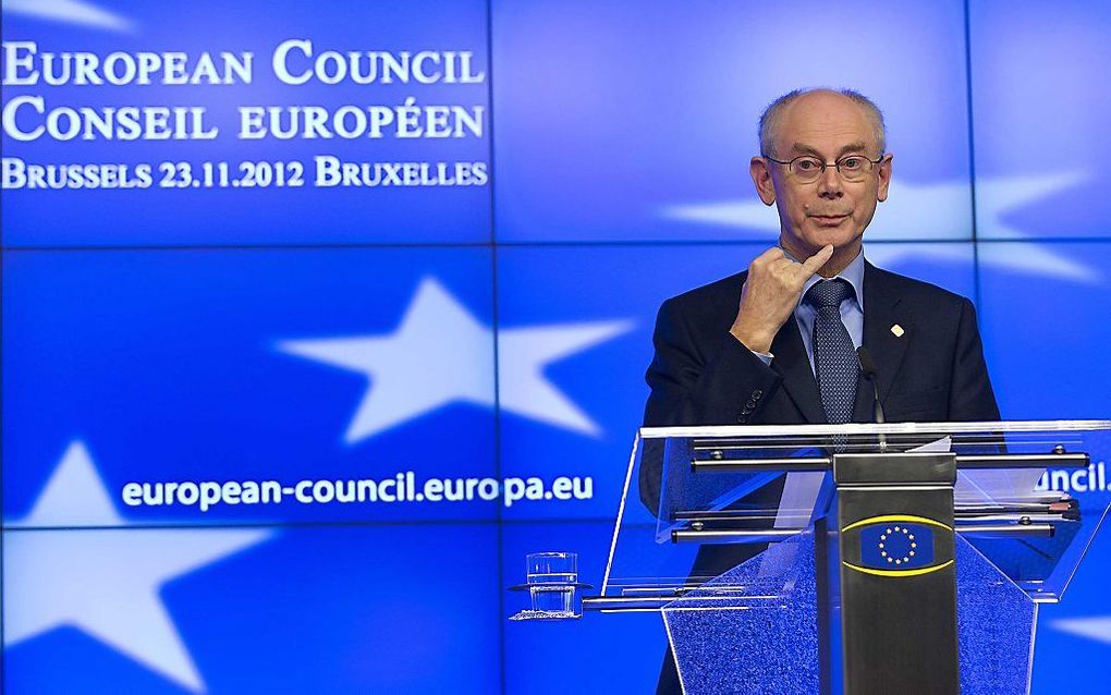 Van Rompuy vrijdag tijdens zijn persconferentie. Foto EPA