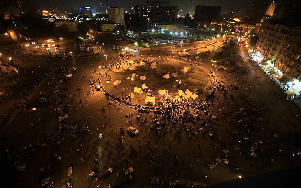 Het Tahrirplein in Caïro, zaterdagavond. Foto EPA