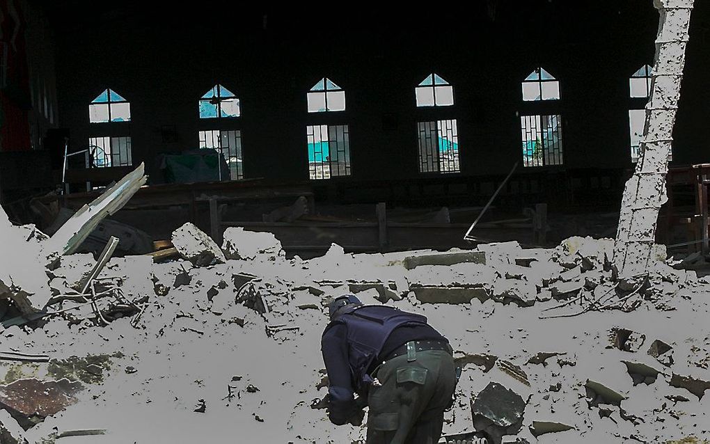 In oktober reed een zelfmoordterrorist zijn auto vol springstof een kerkgebouw in Noord-Nigeria binnen. Foto EPA