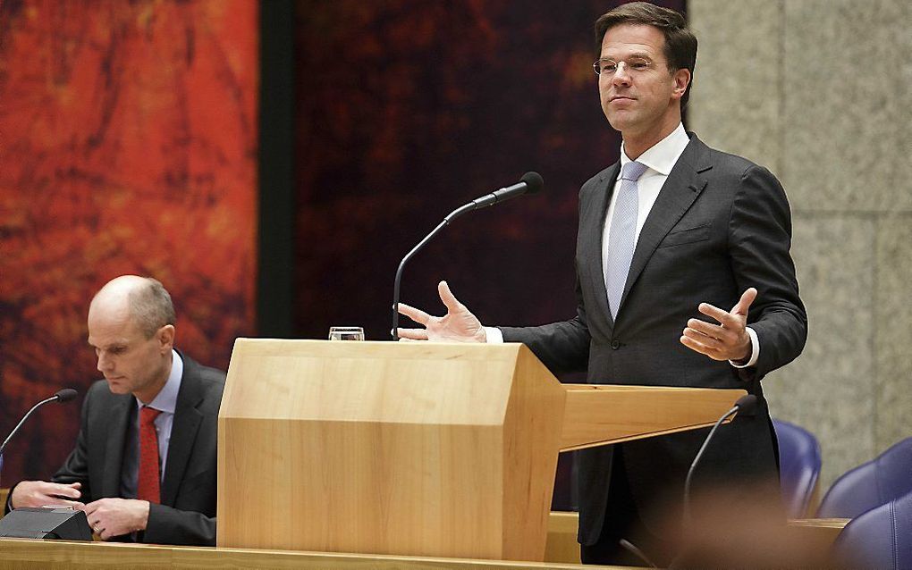 Premier Rutte tijdens het vragenuurtje.  Foto ANP