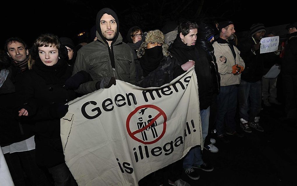 Demonstranten bij het tentenkamp. Foto ANP