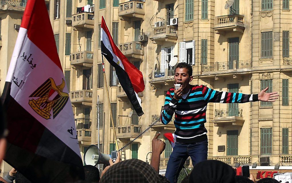 Demonstranten op het Tahrirplein in Caïro. Foto EPA