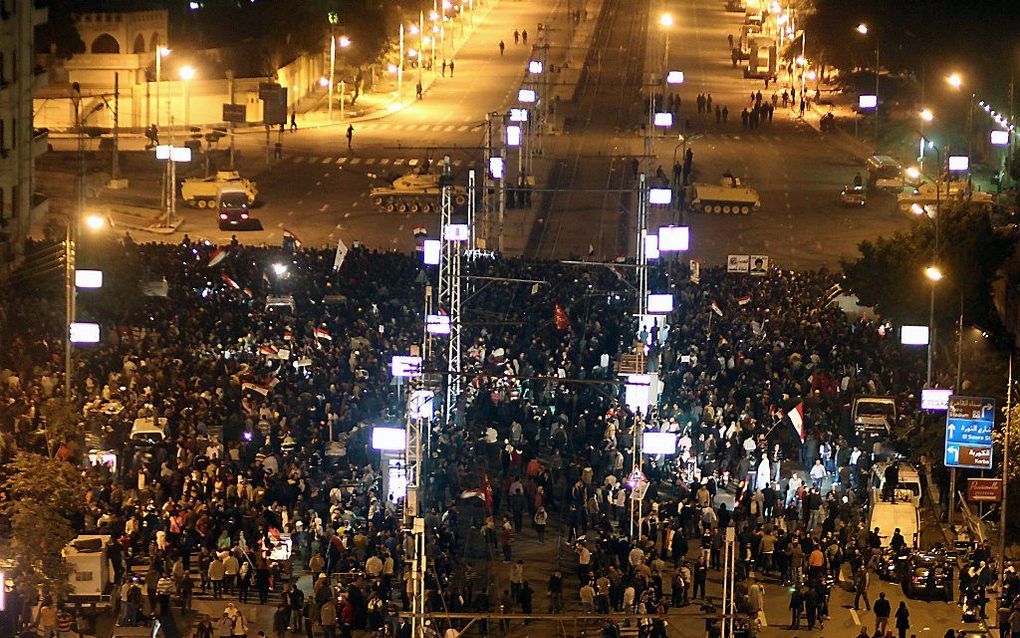 Protesten in Caïro, donderdagavond. Foto EPA