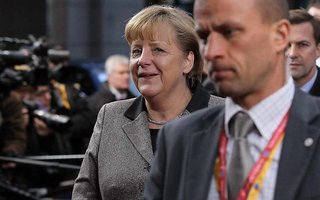 Merkel arriveert bij EU-top. Foto EPA