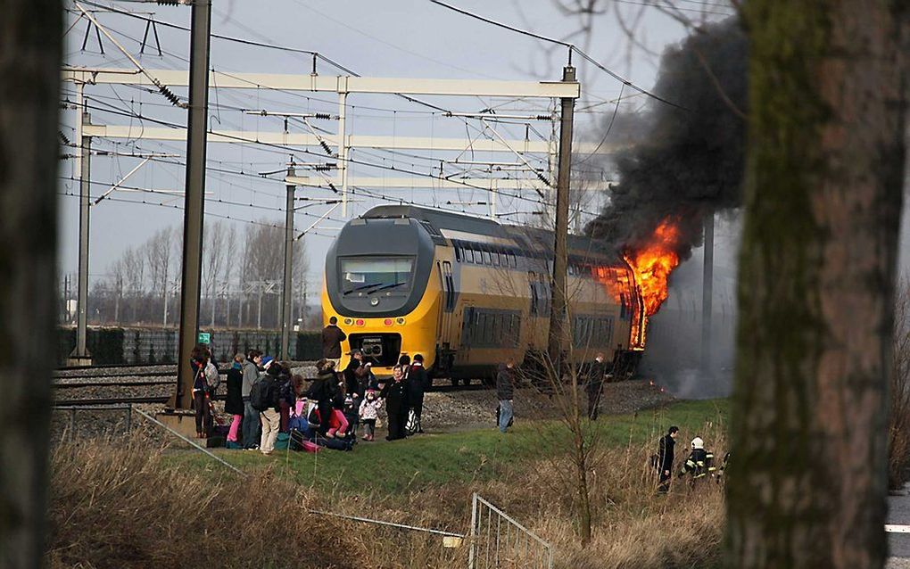 Brand in de intercity van Utrecht naar Schiphol, op 2 januari.  Foto ANP