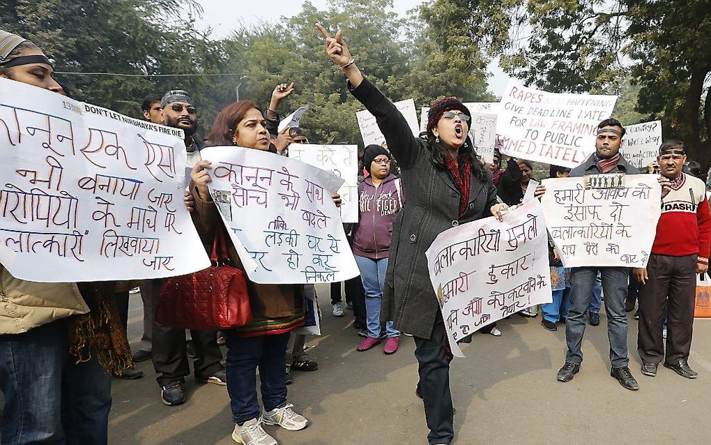 Demonstratie tegen vrouwenverkrachting in India.  Foto EPA