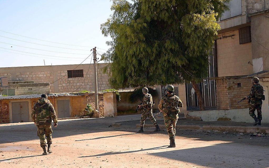 Syrische soldaten in Jebrin.  Foto EPA