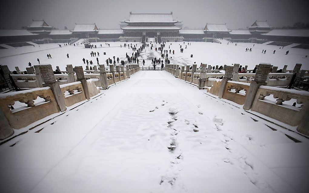 Het is deze winter ongewoon koud in China. De gemiddelde temperatuur is gedaald tot het laagste niveau sinds 28 jaar, meldt de Chinese meteorologische dienst. Foto EPA