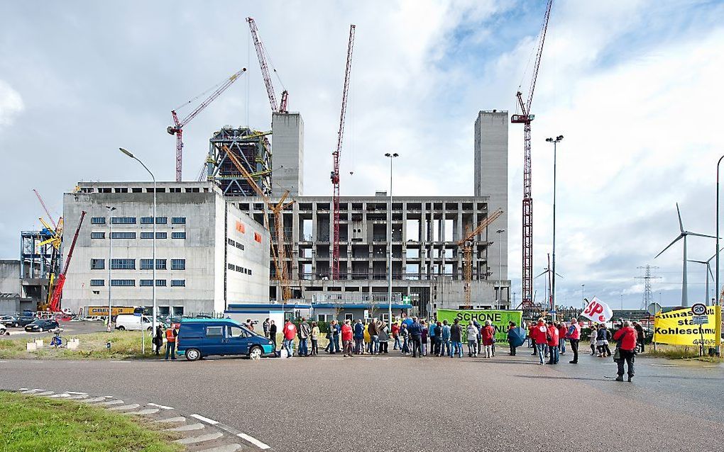 Energiecentrale van RWE en Essent in aanbouw in Eemshaven. Foto ANP