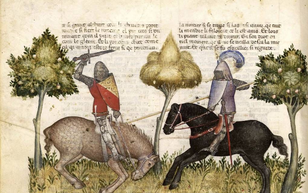 Illustratie uit manuscript van de Arturroman ”Queste del Saint Graal”. Beeld Bibliothèque Nationale de France