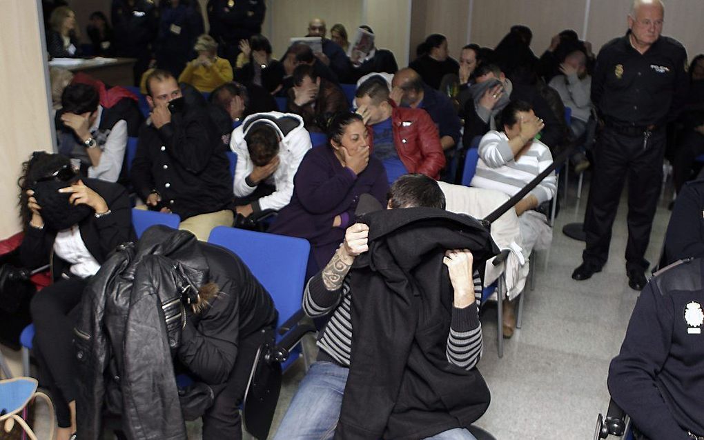 Verdachten van het grootste drugsproces op het eiland Mallorca.  Foto EPA