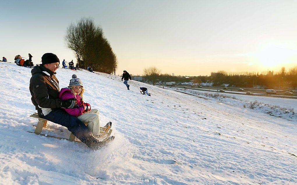 Sneeuwpret woensdagmiddag in Ypenburg. Foto ANP