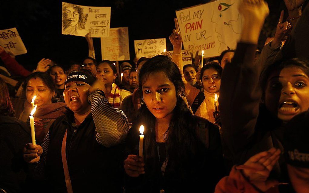 Protest in New Delhi na de groepsverkrachting van een studente. Foto EPA