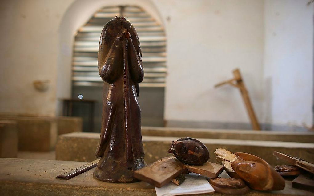 De geplunderde kerk in Diabaly, in Mali. Foto EPA