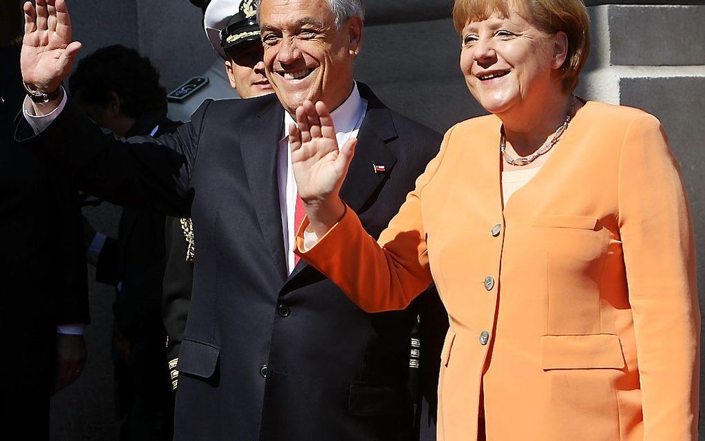 De Duitse bondskanselier Angela Merkel in Chili. Foto EPA