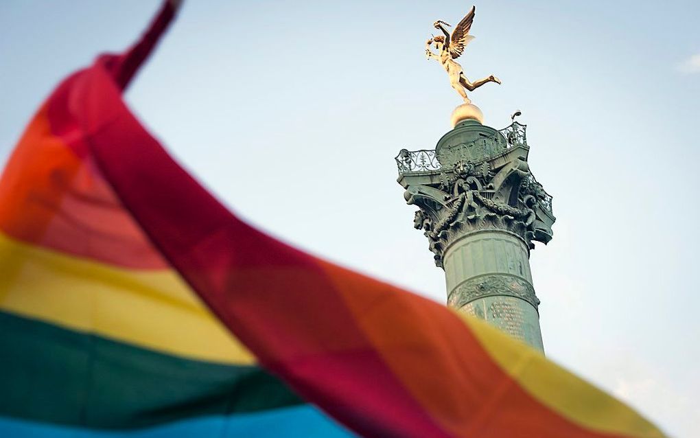 De regenboogvlag, symbool van de homobeweging. Foto EPA