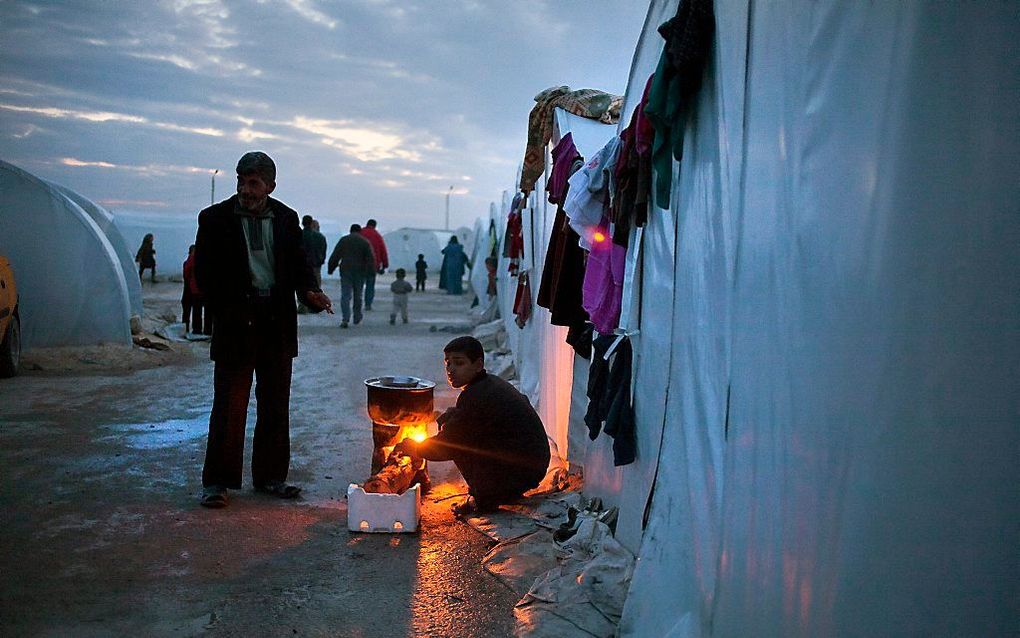 Een vluchtelingenkamp in het grensgebied van Syrië en Turkije. Foto EPA