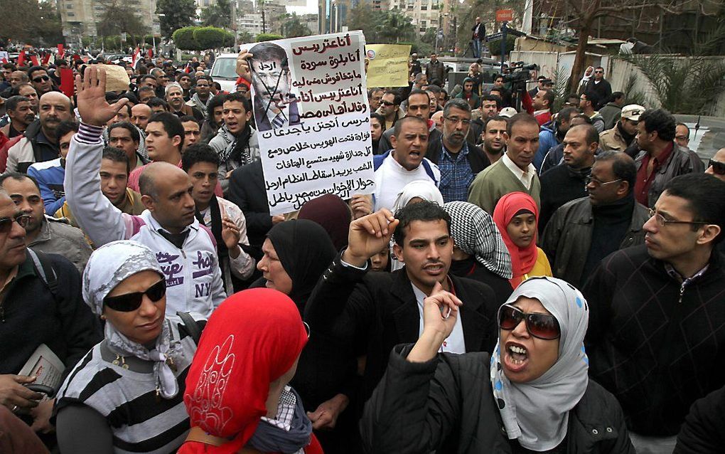 Protest in Caïro, vrijdagmiddag. Foto EPA