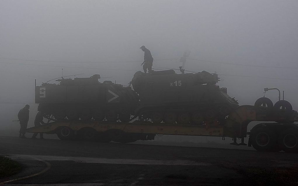 Israelische tank afgelopen weekend bij de grens met Syrië. Foto EPA