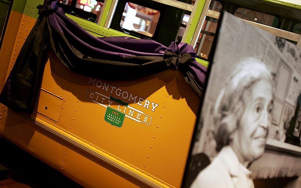 De foto van Rosa Parks op een bus. Foto EPA