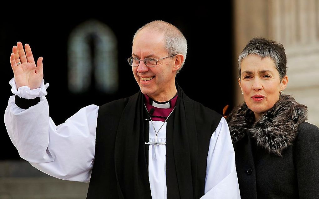 De nieuwe aartsbisschop van Canterbury, Justin Welby, en zijn vrouw. Foto EPA