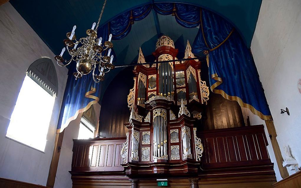 Het gerestaureerde orgel in de Sint-Margaretakerk in Boksum. Foto Frans Andringa