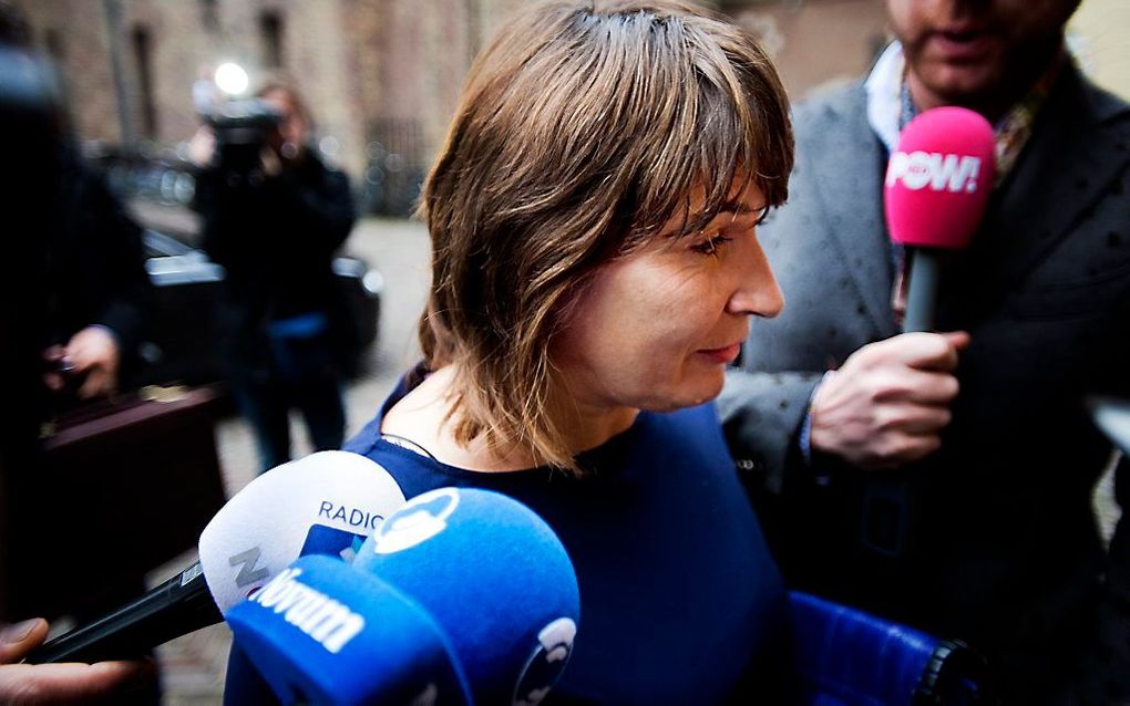 Minister Ploumen op het Binnenhof.  Foto ANP