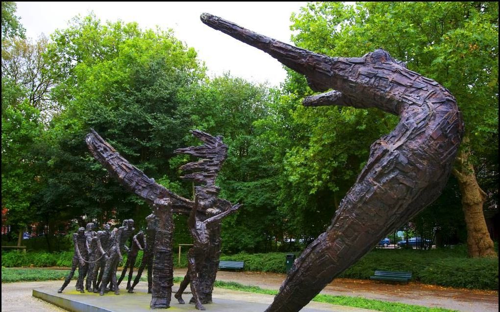 Het nationale slavernijmonument in het Oosterpark in Amsterdam.  Foto ANP