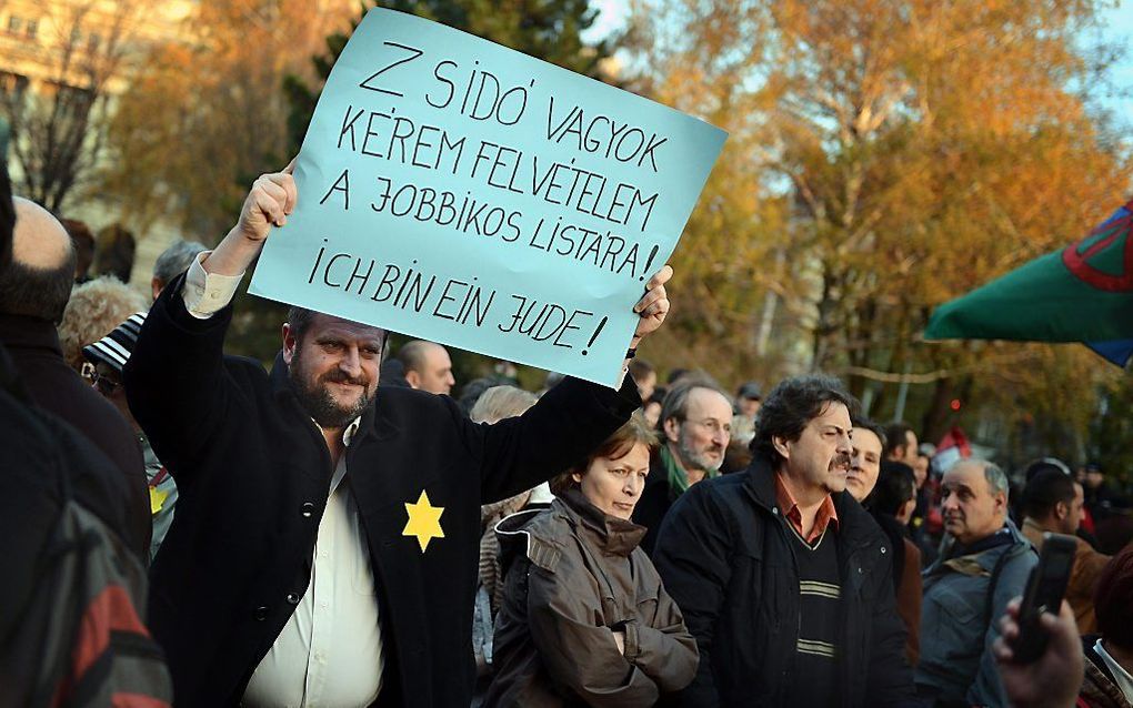 Een studentenorganisatie in Hongarije is onlangs beschuldigd van antisemitisme. Foto: protesten tegen antisemitisme in Hongarije in november vorig jaar. Foto EPA