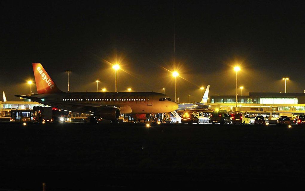 Het EasyJet toestel wat kort na het opstijgen moest terugkeren naar Schiphol.  Foto ANP