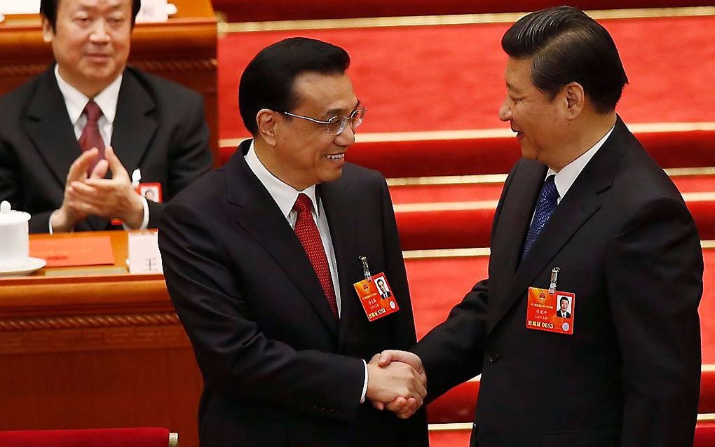 De nieuwe Chinese premier Li Keqiang (L) en president Xi Jinping. Foto EPA