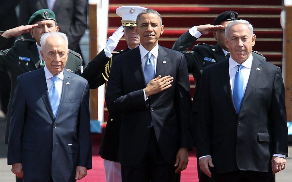 President Peres, Obama en Netanyahu. Foto EPA