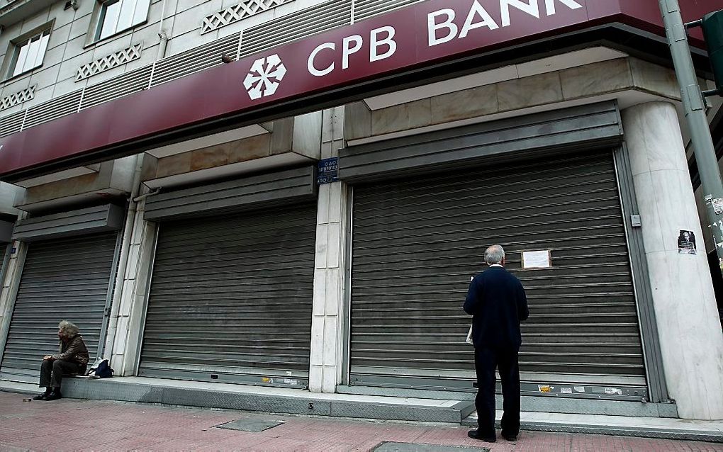 Gesloten bank op Cyprus. Foto EPA