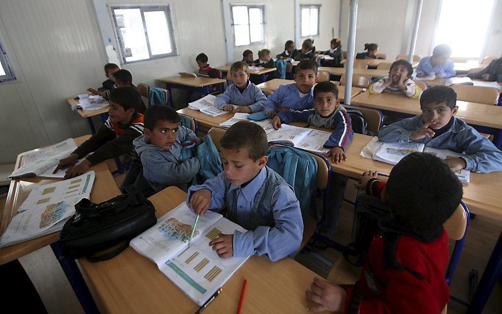 Palestijnse leerlingen op een basisschool in de Gazastrook. Foto EPA