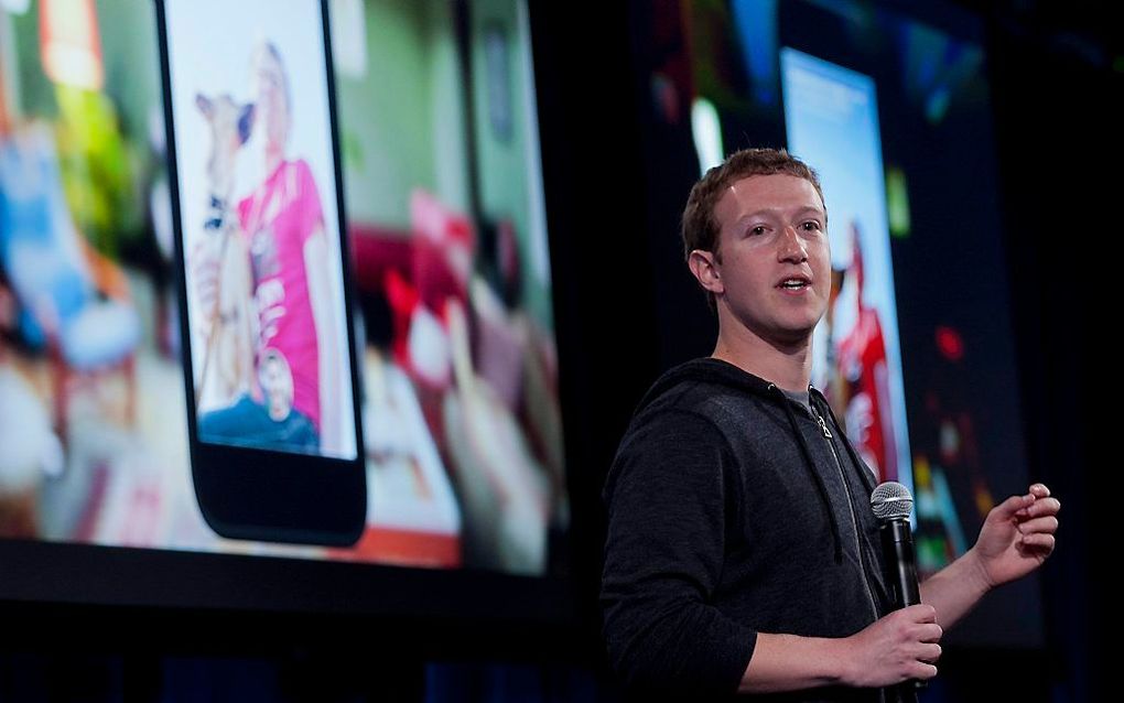 Zuckerberg van Facebook tijdens de presentatie van de nieuwe software. Foto EPA