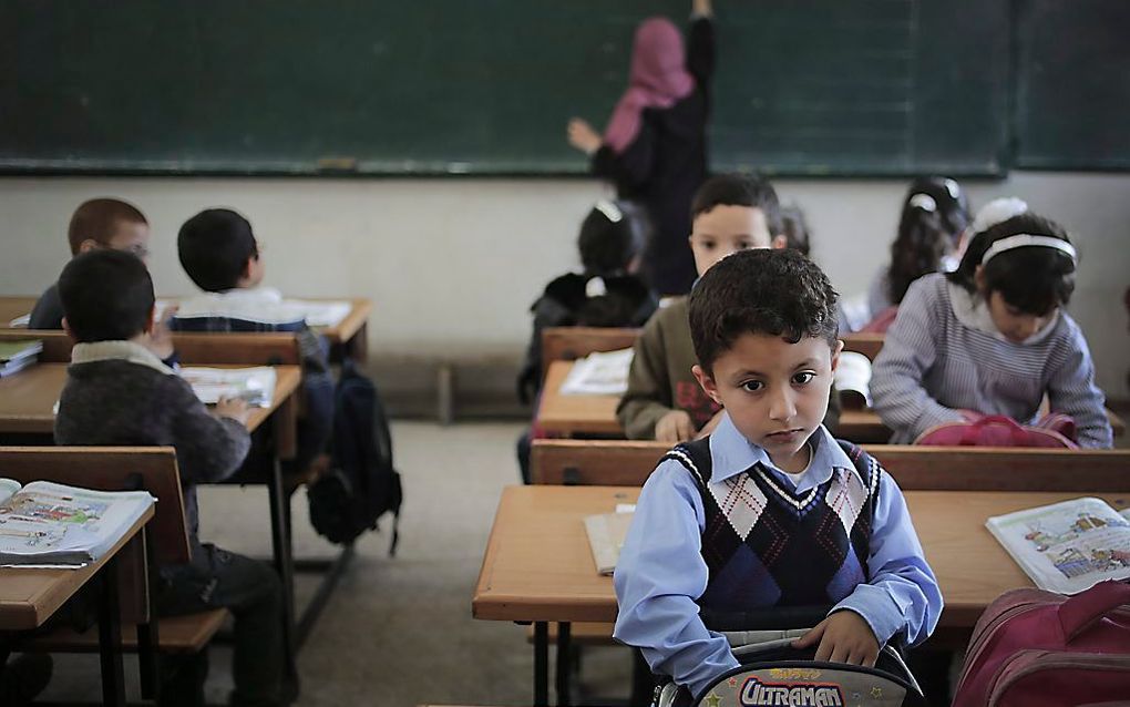 Palestijnse kinderen op school in de Gazastrook. Foto EPA