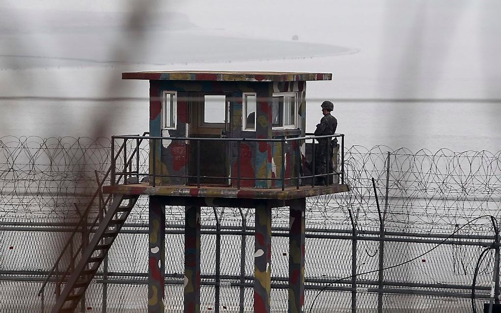 De grens tussen Noord- en Zuid-Korea. Foto EPA