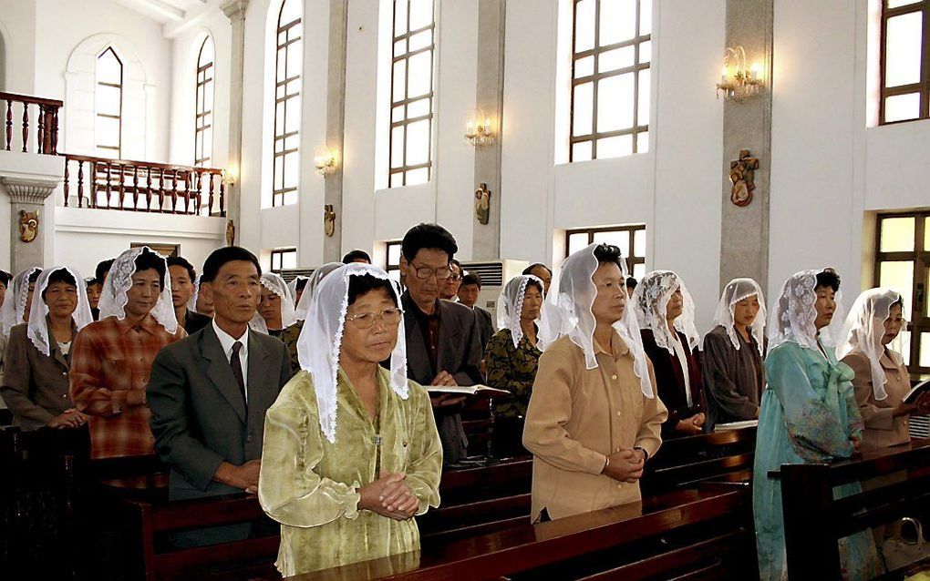 Rooms-katholieke kerk voor buitenlanders in Noord-Korea. Foto EPA