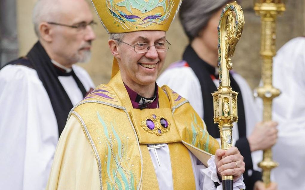 Aartsbisschop Welby tijdens de inhuldigingsdienst. Foto EPA