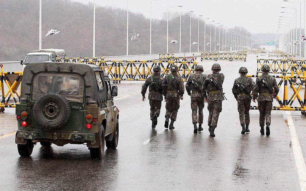 Grens tussen Noord- en Zuid-Korea. Foto EPA