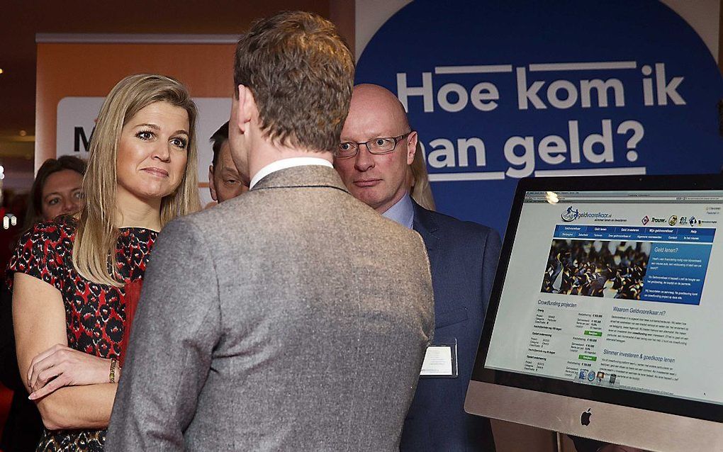 Prinses Maxima in het Beatrix Theater waar zij een bezoek brengt aan de Week van de Ondernemer. De prinses woont onder andere een rondetafelgesprek bij over alternatieve financieringsvormen voor ondernemers.  Foto ANP