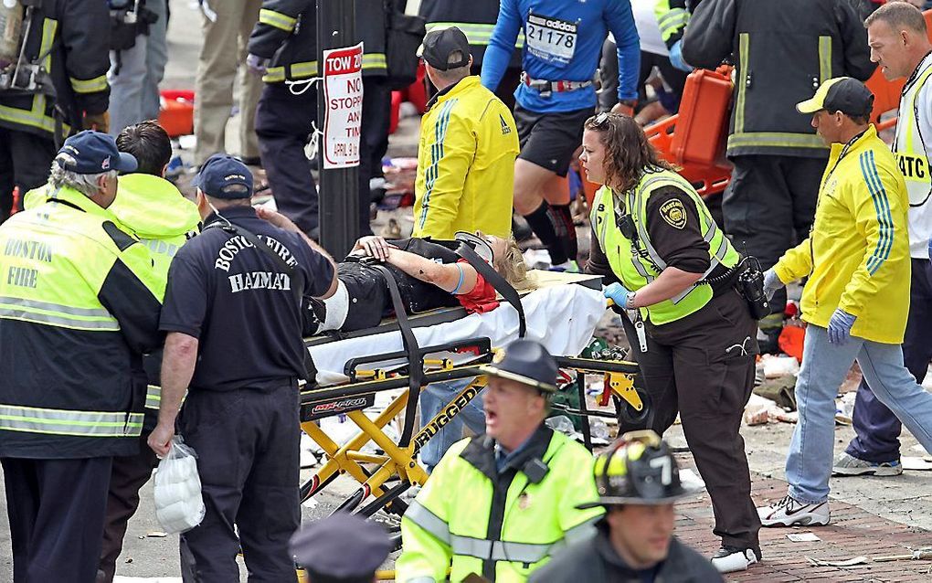 Hulpverlening na de aanslag in Boston. Foto EPA