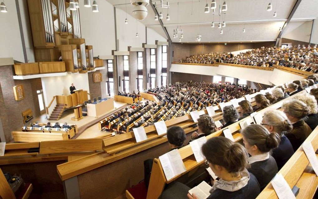 Zo’n 1750 bezoekers woonden dinsdag in Veenendaal de jaarlijkse bondsdag van de Bond van vrouwenverenigingen van de Gereformeerde Gemeenten bij. beeld RD, Anton Dommerholt