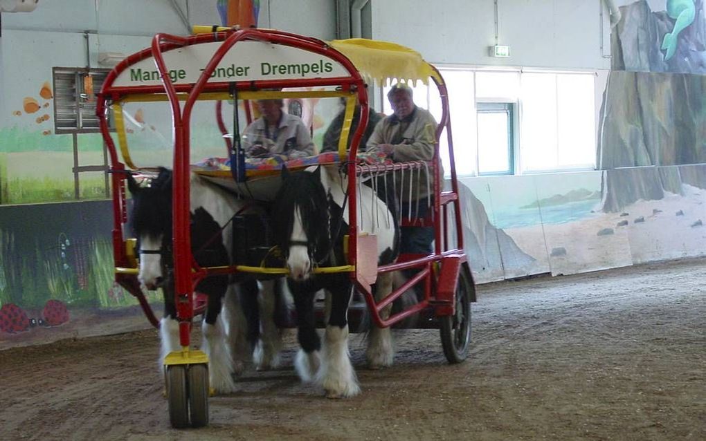 Huifbedrijden is een therapeutische vorm van paardrijden voor mensen met een lichamelijk of verstandelijk beperking. Steeds meer maneges bieden mogelijkheden voor huifbedrijden. beeld Manege zonder Drempels