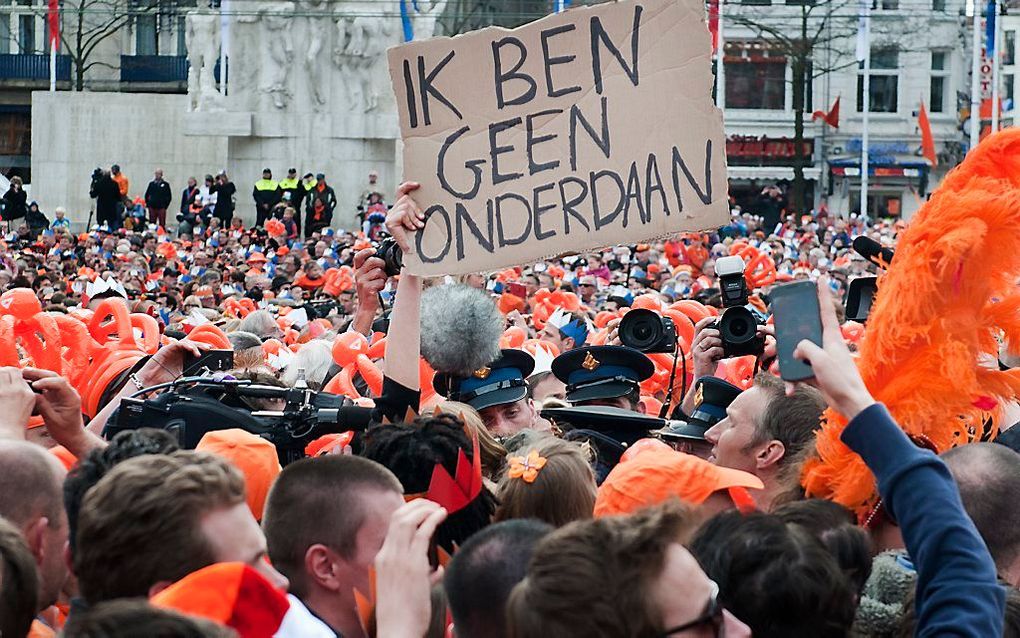 Joanna demonstreerde dinsdag op de Dam. Foto ANP