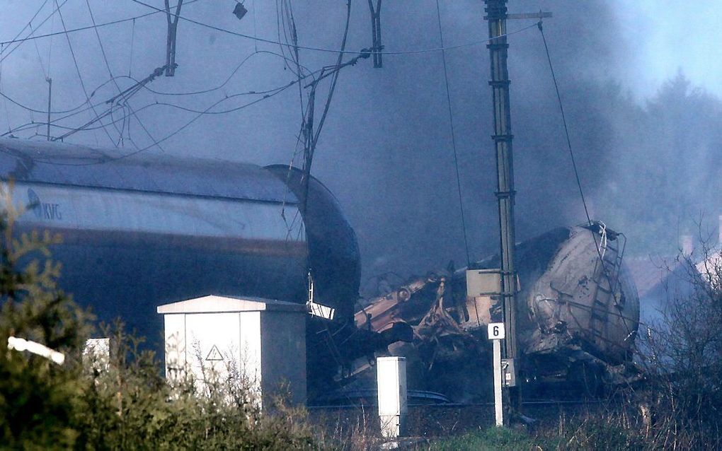 Ontploffing van enkele wagons in België.  Foto EPA